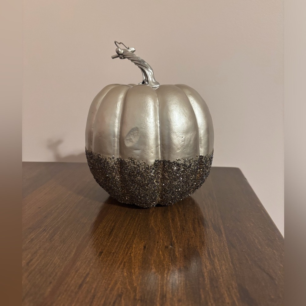Silver and dark silver with glitter Decorative Pumpkin